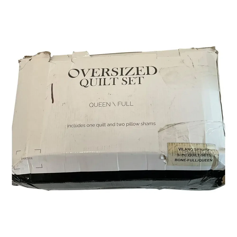 Southshore Fine Linens Oversized Lightweight 3 Pc Quilt Set Off White Full/Queen
